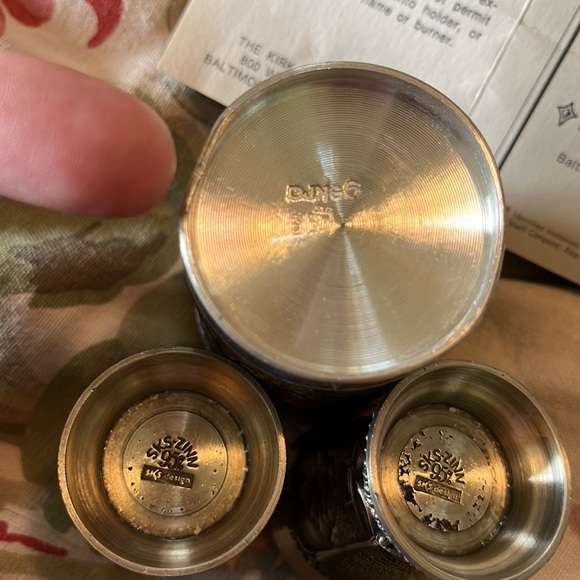 Vtg 70s KIRK STIEFF Pewter Cups German Scenes Shot Glasses & Cup 3-Piece Set Bar - Picture 16 of 16